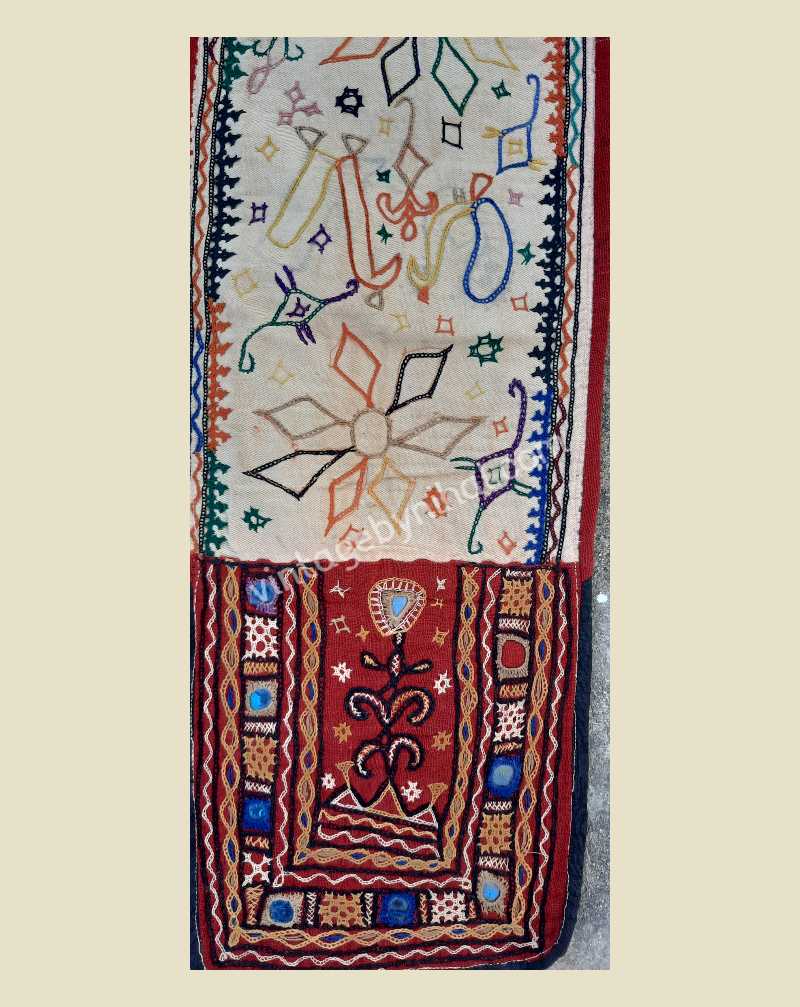  Vintage Gujarat Hand Embroidered Cotton Ceremonial Faja Belt Sash “BOKANI”